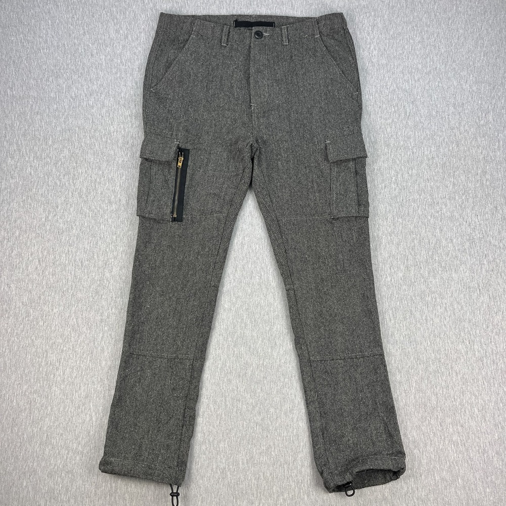 Richie Le Collection Tweed Cargo Pants Mens 32 *Fits 34x30 Gray Soft Ankle Cinch